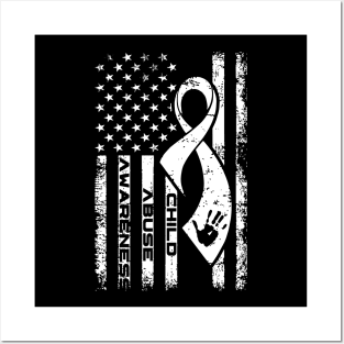 Child Abuse Awareness USA Flag Posters and Art